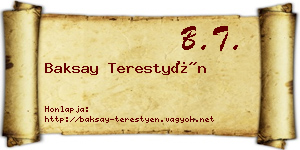 Baksay Terestyén névjegykártya